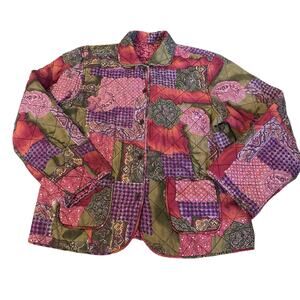 Anna & Frank 100% Silk Quilted Patchwork Jacket Size M/L BohoLuxe Cottagecore